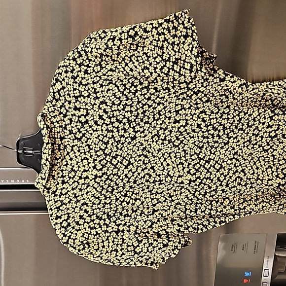 💕ROUJE💕 Marion Dress ~ Fleurette Nuit Black with Yellow Floral Print EU 40 NWT - Picture 12 of 16